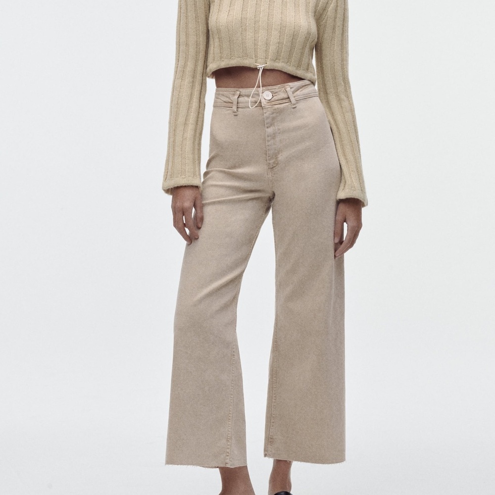 NWOT Zara Wide Leg Beige Pants